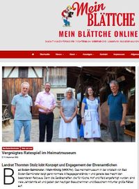link zu Bericht über Besuch von Landrat Stolz im Heimatmuseum vom 12.09.2022 in mein-blaettche.de